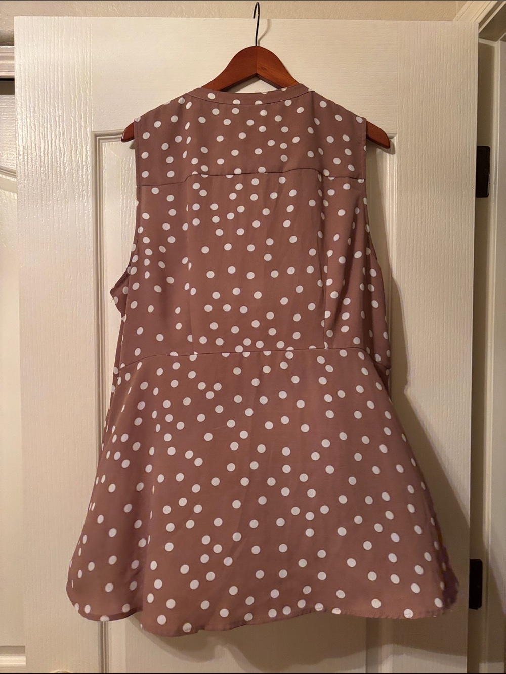 Torrid Peplum Georgette Button-Front Tie-Front Blouse Brown and Cream Size 1X - Picture 9 of 12